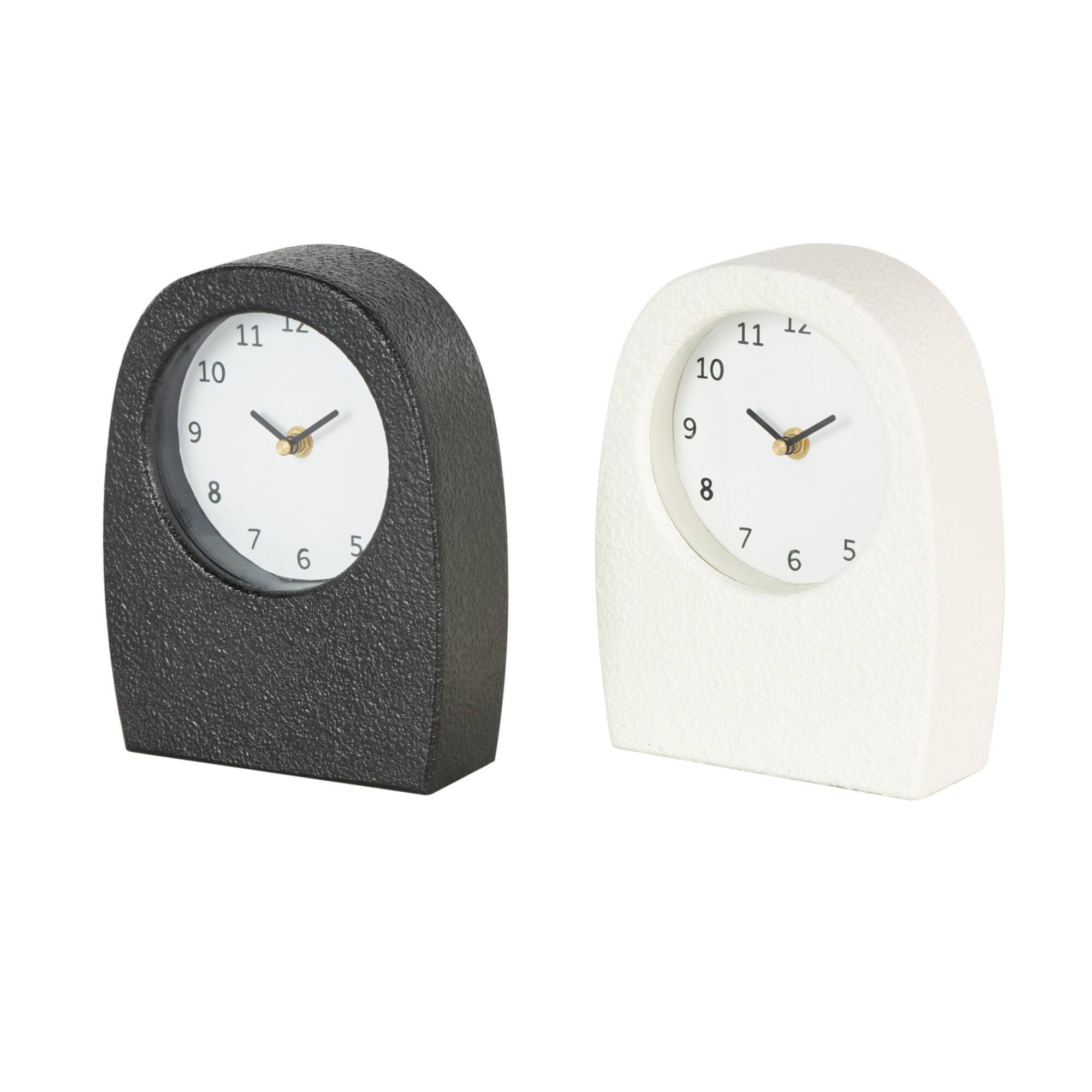 Black & White Wood Textured Decorative Clock Set